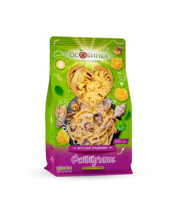 Упаковка Макаронные изделия феттучини - аренда торгового знака Особинка